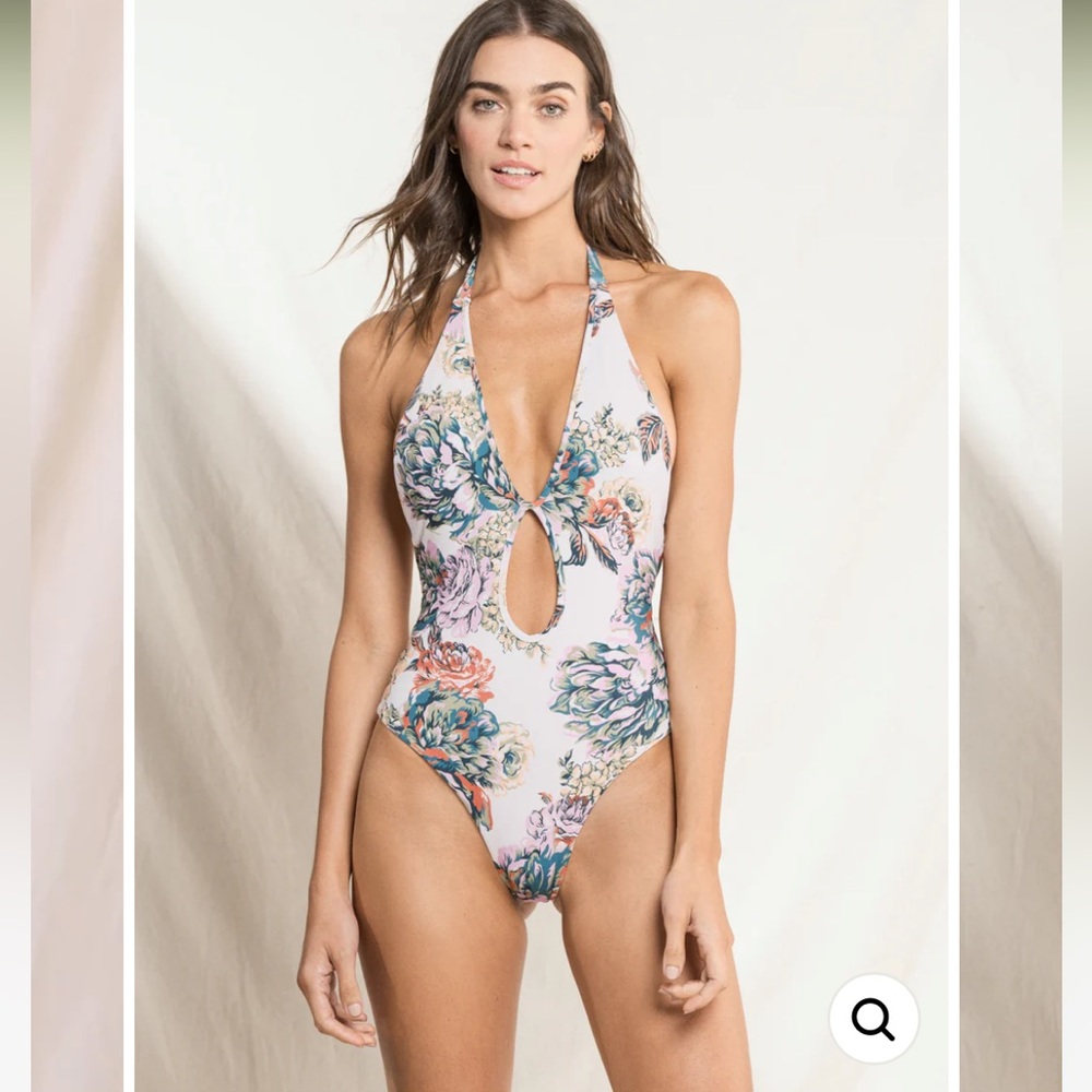 Maaji swimsuit fashionable one piece with floral print, cutout front & open back